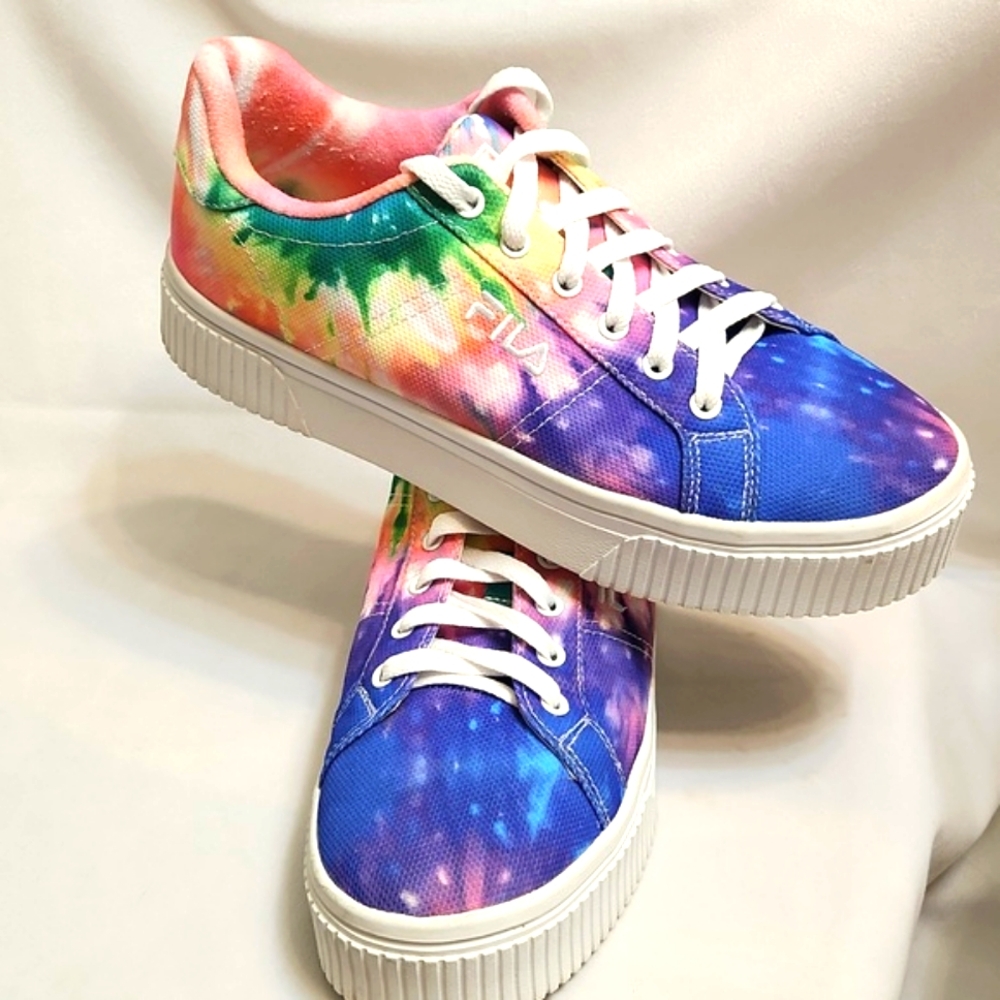 Fila Tie-Dye Panache Sandblast Colorful Rainbow Platform Sneakers (W Size 9) - Picture 6 of 15